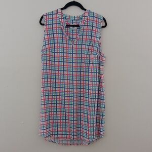 HIHO Tortola BVI Linen Multicolor Box Plaid Sleeveless Dress #3420